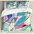 thumbnail image 1 of Modern Art Queen Size Duvet Cover Set, Odd Experimental Mix of Drawings Altering Active Motion States Artwork Print, Decorative 3 Piece Bedding Set with 2 Pillow Shams, Multicolor, by Ambesonne, 1 of 3