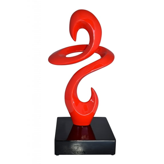 Modern Art Red Abstract Sculpture Made of Resin on A Base Size: 10" x 8" x 19"H