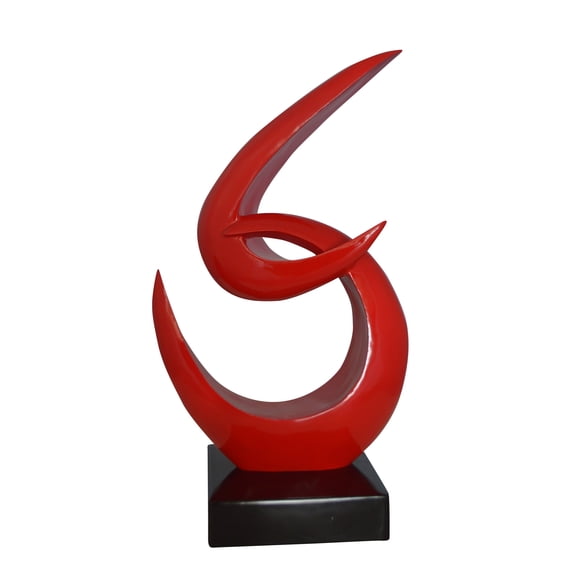 Nifao Modern Art Red Boomerang Statue made of Resin – Modern Home Decor Sculpture, 13"L x 8"W x 23"H