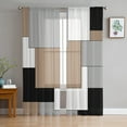 thumbnail image 1 of Modern Art Sheer Curtains 84 Inches Long 2 Panels Set, Window Sheer Curtains for Living Room/Bedroom, Geometric Abstract Black White Brown Light Filtering Rod Pocket Curtain 52'' x 84'' x 2, 1 of 7
