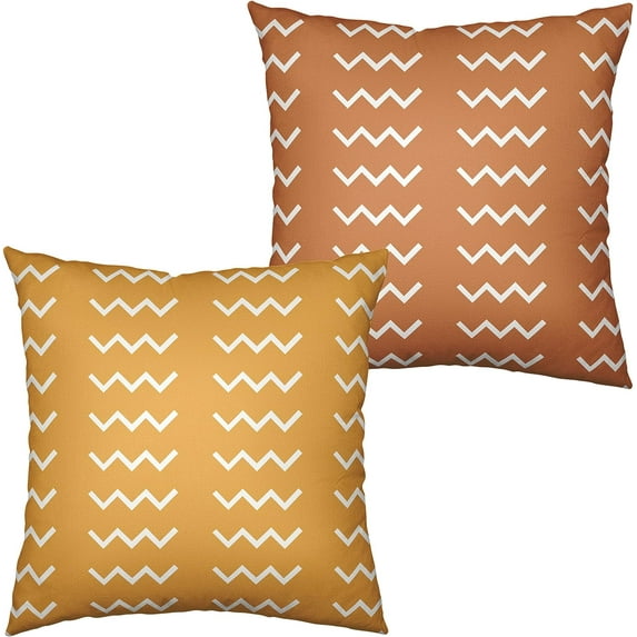 Modern Art Simple Throw Pillow Covers Yellow and Brown Linen Pillow Case 20x20 Boho Ethnic Square Cushion Cover for Living Room Couch Home Decor Set of 2