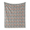 thumbnail image 1 of Modern Art Soft Flannel Fleece Blanket, New Age Retro Minimalist Concentric Spiral Vortex Abstract Work of Art, Cozy Plush for Indoor and Outdoor Use, 50" x 60", Orange Charcoal Grey, by Ambesonne, 1 of 5