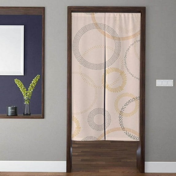 Modern Art Style Door Curtain, Beige Abstract Printed Curtain, Kitchen Partition Bedroom Door Privacy Decoration