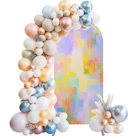 Modern Art Wedding Arch Cover 4FT Rainbow Gradient Abstract Elegant Arch Backdrop Cover Round Top Chiara Backdrop Stand Covers for Party Birthday Ceremony Decor