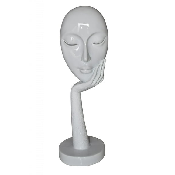 Modern Art White Thinking Head Statue Made of Resin Size: 6" x 4" x 16"H