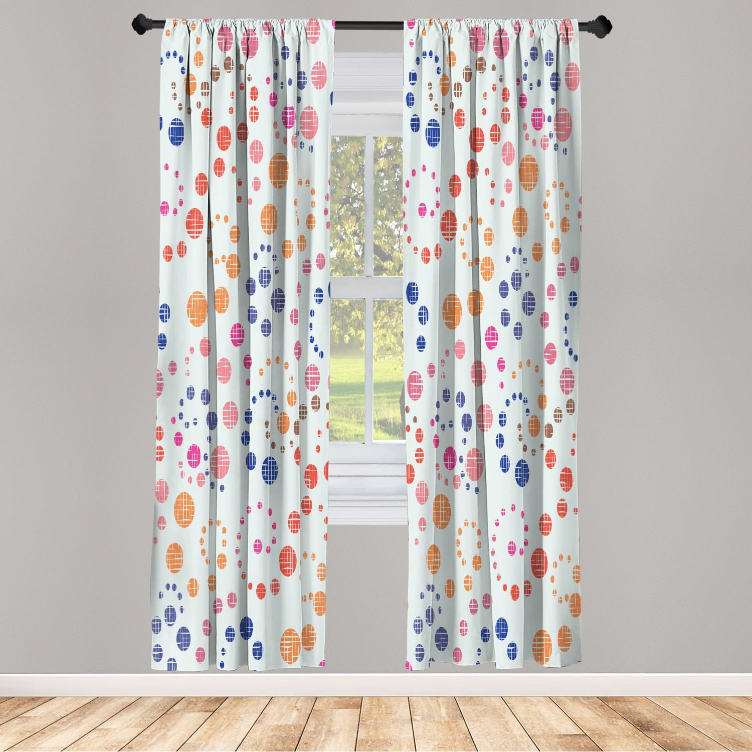 Ambesonne Modern Art Curtains, Grunge Polka Dots Print, Pair of 28"x63