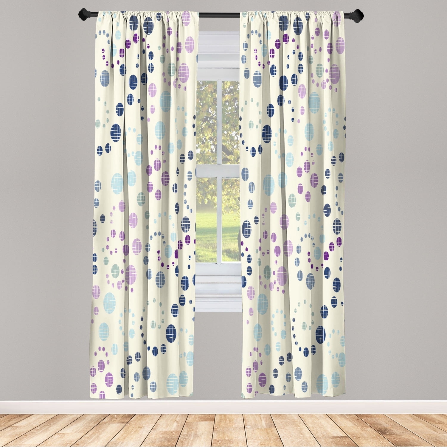 Ambesonne Modern Art Curtains, Grunge Polka Dots Print, Pair of 28"x63