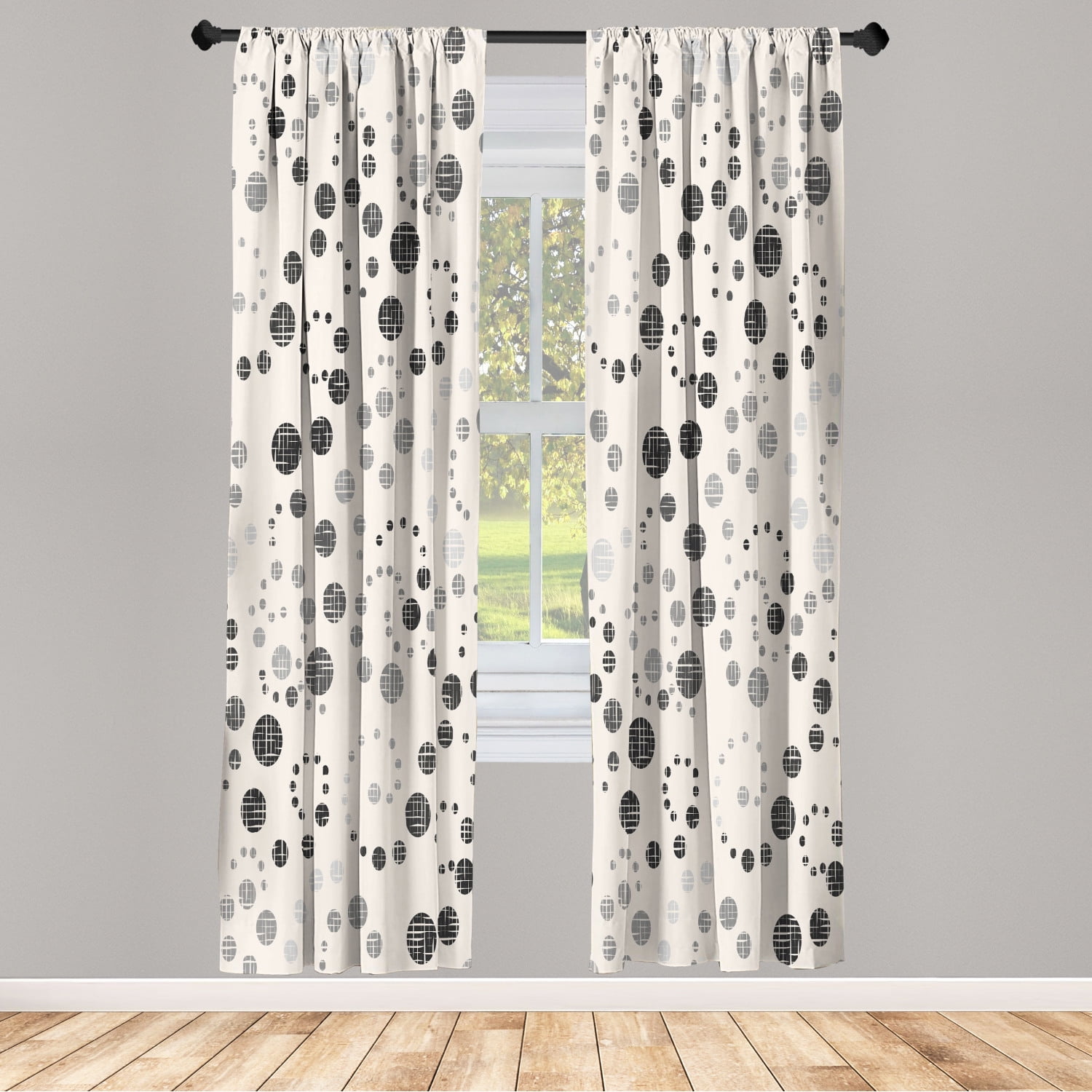 Ambesonne Modern Art Curtains, Grunge Polka Dots Print, Pair of 28"x95