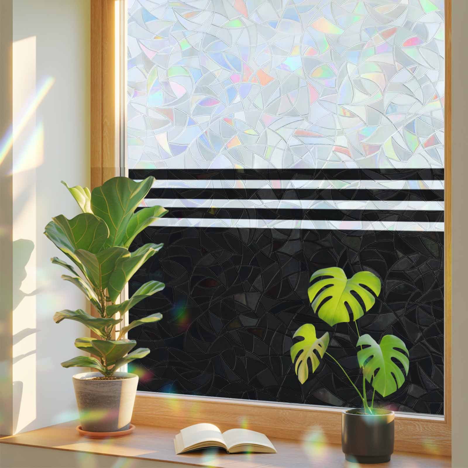 Sticker Service Ac Simple Modern Art Window Privacy Film, Black White Simple Striped Farmhouse ...