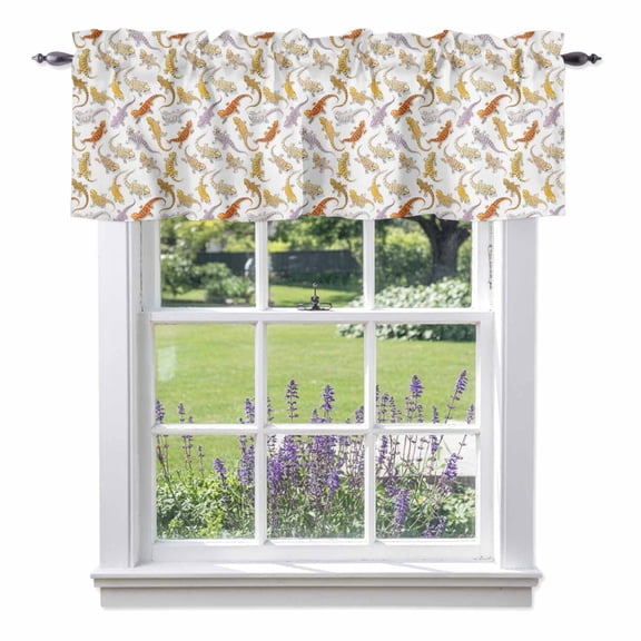 Modern Art Window Valance for Kitchen, Bearded Dragons Exotic Lizards Desert Wildlife Rod Pocket Short Curtains for Bathroom Bedroom Small Window, Light Filtering Decorative Valances, 42 x 18 Inches