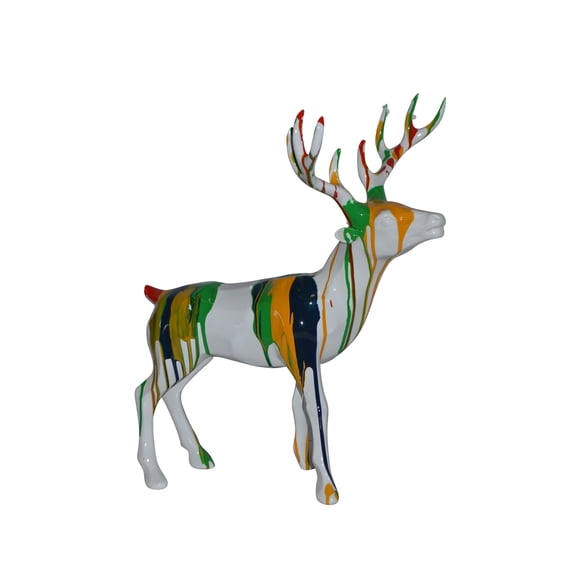 Modern Art colorful Deer Resin Statue - Size: 17"L x 11"W x 18"H.