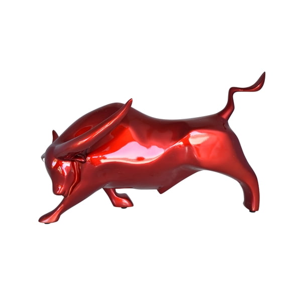 Nifao Modern Art of a Red Bull Made of Resin Statue – Home Decor Sculpture, 17"L x 14"W x 10"H