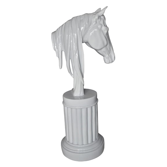 Nifao Modern Art of a White Horse Bust Statue Made of Resin, Modern Home Decor Sculpture, 10"L x 5"W x 19"H