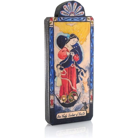 Modern Artisans Our Lady Undoer of Knots Patron Saint Retablo Plaque, 3.4 x 7 inches