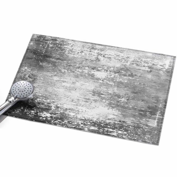 Modern Artistic Abstract Washable Area Rug 2 x 3 ft Gradient Gray Mottled Vintage, Soft Non Slip Rugs Stain Repellent Indoor Felt Carpet for Living Dining Room Bedroom Home Office