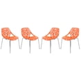 thumbnail image 1 of Modern Asbury Dining Chair with Chromed Legs, Set of 4 - Orange, 1 of 7