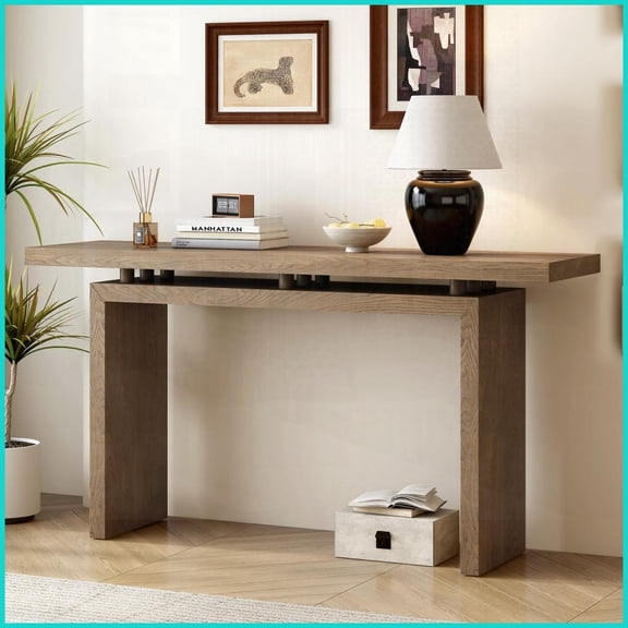 Modern Ash Veneer Floating Coffee Table for Entryway/Foyer - Sturdy 120LBS Capacity & Easy Assembly
