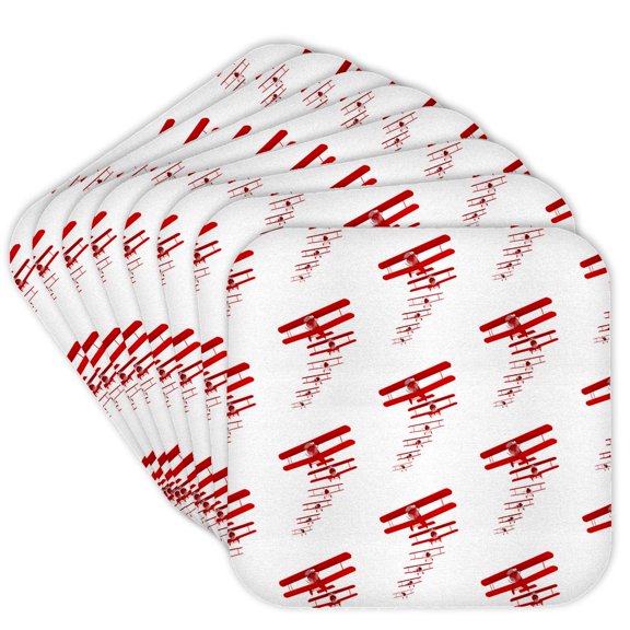3drose, Modern Aviation Art of Classic Biplanes Flying in Formation Pattern., Set of 8 Coasters - Soft