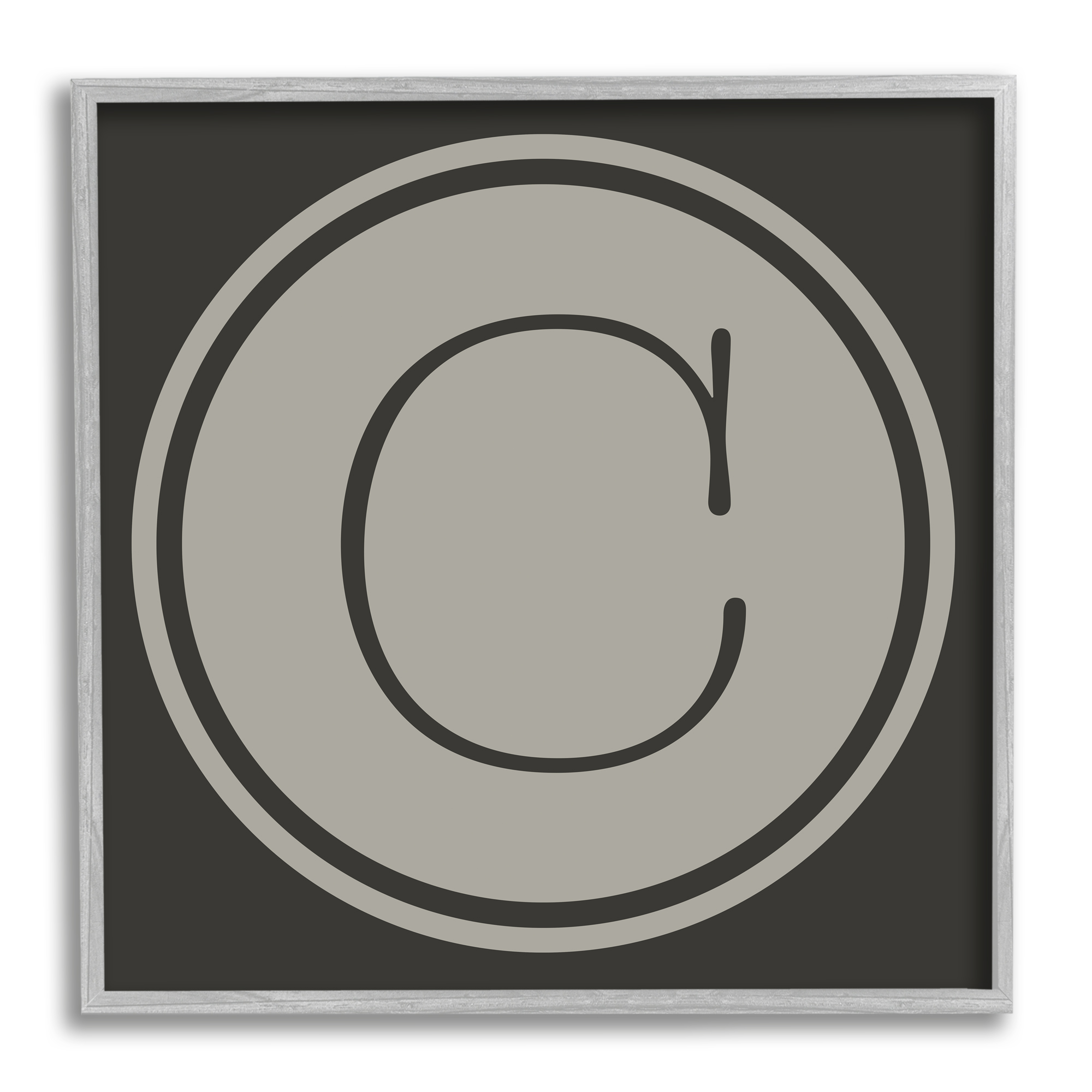 Modern B Initial Round Elevator Key Shape Typography Framed Art Print Wall Art, 17x17