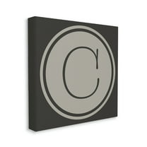 Modern B Initial Round Elevator Key Shape Typography Gallery-Wrapped Canvas Print Wall Art, 17x17