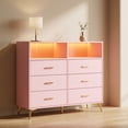 thumbnail image 1 of Modern Baby Dresser with LED Lights, Changing Table, 6 Drawers & Power Outlet, Black Storage Solution for Nursery, 1 of 7