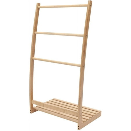 Modern Bamboo 3 Tier Towel Holder Rack Freestanding Hand Towel Bar Stand