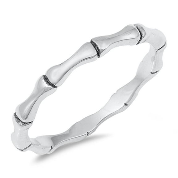 Modern Bamboo Skeleton Bone .925 Sterling Silver Band Jewelry Female Male Unisex Size 8