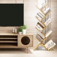 thumbnail image 1 of Modern Bamboo Tree Bookshelf for Home, Creative Curved Corner Book Shelf Bookcase Book Storage Floor Organizer Shelves, Standing Rack for Office Living Room Bedroom, 1 of 1