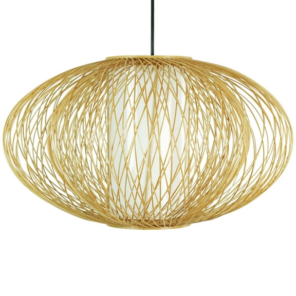 Modern Bamboo Wicker Rattan Hanging Light Shade for Living Room, Dining Room, Entryway