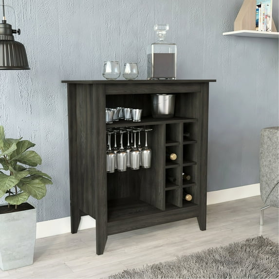 Modern Bar Cabinet | Hold Wine in Racks and Use Open Shelf | Particle Board Design | Solve Cluttered Bar Issues