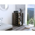 thumbnail image 1 of Modern Bar Cart In Dark Walnut With Two External Shelves, Four , Six Wine Rack And Single Door Cabinet For Sophisticated Entertaining Enclosed Area, 1 of 6