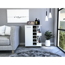 Modern Bar Cart In White With Four , Six Built-in Wine Rack And Two Open Bottle Shelves For Dining Room Enclosed Shelves, Liquor