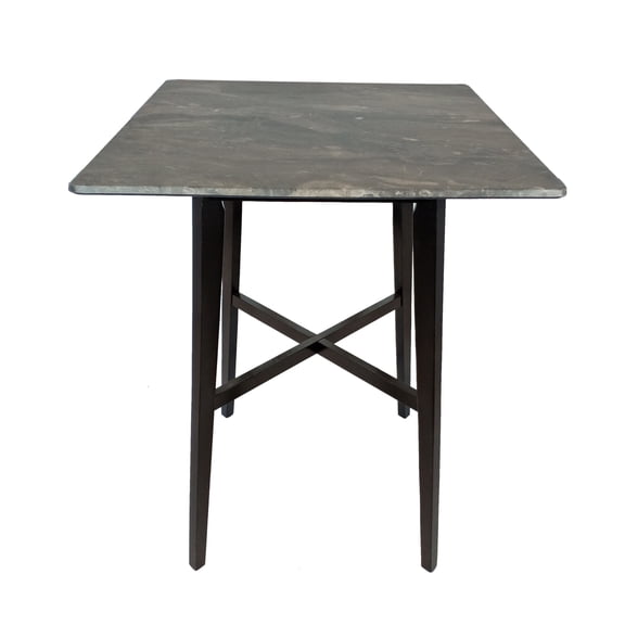Modern Bar Height 42 Dining Table with Rubberwood Legs and Laminate Table Top, Paladina Marble Finish, Black, Grey+Black, Small Space Bar Table for Kitchen and Dining Room