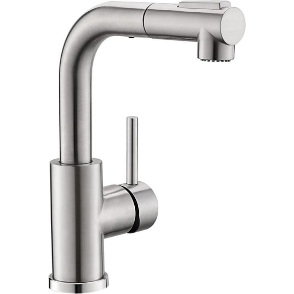 Modern Bar Sink Faucet for Kitchen Sink Single Handle with Sprayer Hot and Cold Prep Sink Faucet Brushed Nickel