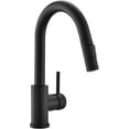 thumbnail image 1 of Modern Bar Sink Faucet for Kitchen Sink Single Handle with Pull Out Sprayer Hot and Cold Prep Sink Faucet Matte Black, 1 of 2