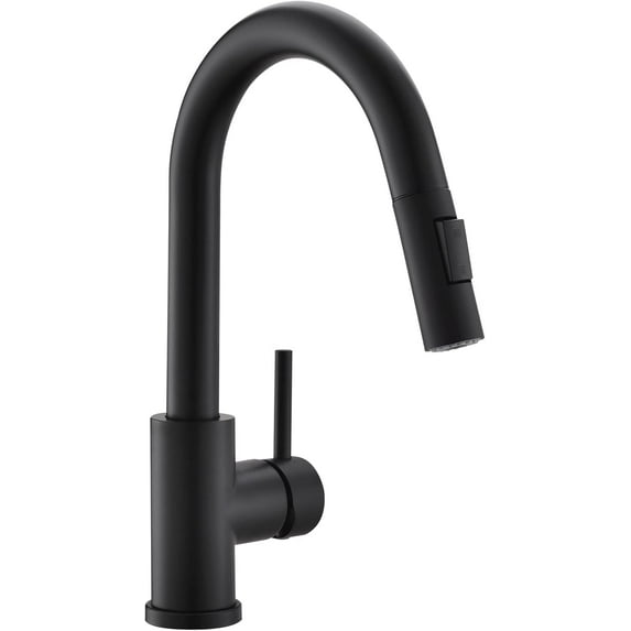 Modern Bar Sink Faucet for Kitchen Sink Single Handle with Pull Out Sprayer Hot and Cold Prep Sink Faucet Matte Black