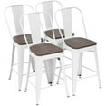 thumbnail image 1 of FDW 24" White Metal Modern Indoor/Outdoor Dining/Kitchen High Back Wooden Seat Chair Set of 4, 1 of 7