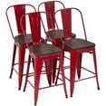 thumbnail image 1 of FDW Stacking High Back Bar Stools, Red (Set of 4), 1 of 7