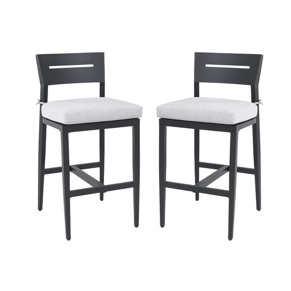 Modern Bar Stools 2PC Aluminum Ergo Backrest Weather-Resistant Sunbrella Cushion