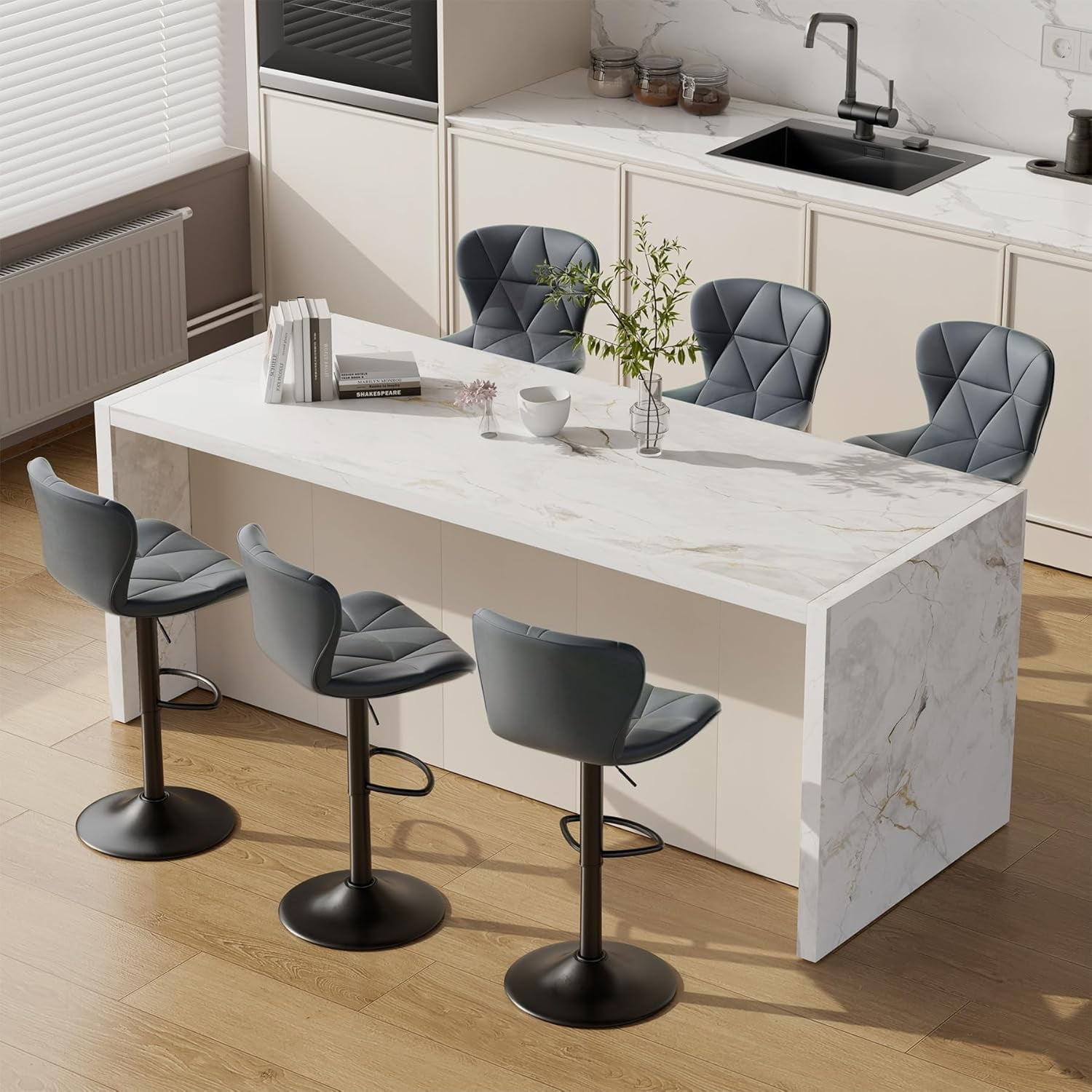 Back Support Stool Modern Bar Stools – Adjustable Swivel Design with Back Support ...