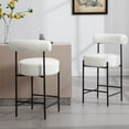 thumbnail image 1 of Modern Bar Stools Set of 2, 26'' Counter Height Bar Stools White Sherpa Barstools Upholstered Boucle Counter Stools with Open Back/Metal Legs for Kitchen Island/Home Bar/Bistro, 1 of 8