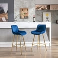 thumbnail image 1 of Modern Bar Stools Set of 2,Velvet Bar Chairs with Tufted Back and Golden Metal Footrest,Upholstered Counter Height Bar Stools Dining Chairs,Club Side Chairs for Home Bar Counter Kitchen,Blue, 1 of 7