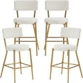 thumbnail image 1 of Modern Bar Stools Set of 4, 25 inch Upholstered Counter Height Bar Stools with Back, Gold Metal Legs Bar Chairs for Kitchen Island, Teddy Fabric Barstools, Sillas Para Barra de Cocina (Beige, 4Pcs), 1 of 12