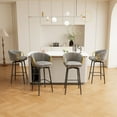 thumbnail image 1 of Modern Bar Stools Set of 4 with 360° Swivel Seat, Velvet Counter Stools with Back and Footrest, Counter Height Barstools for Kitchen Island, Dining Room, Grey, Black, 1 of 7