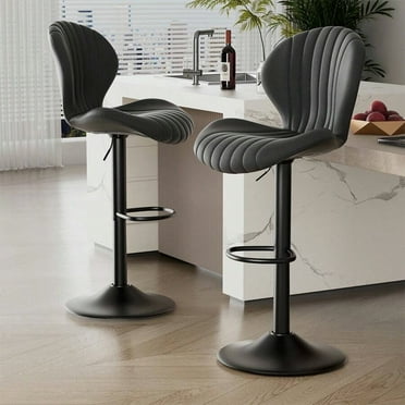Nalupatio Modern Bar Stools Set Of 2,Adjustable Swivel Barstools,Counter Height Stool Chair With High Backrest For Dining Room