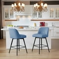 thumbnail image 1 of Modern Bar Stools Set of 2, 26" H Swivel Counter Height Barstools with High Backs, Kitchen Island Stools, For Bar & Home,Fabric, Blue, 1 of 7