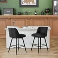 thumbnail image 1 of Modern Bar Stools Set of 2, 26" H Swivel Counter Height Barstools with High Backs, Kitchen Island Stools, For Bar & Home,Faux Leather, Black, 1 of 9