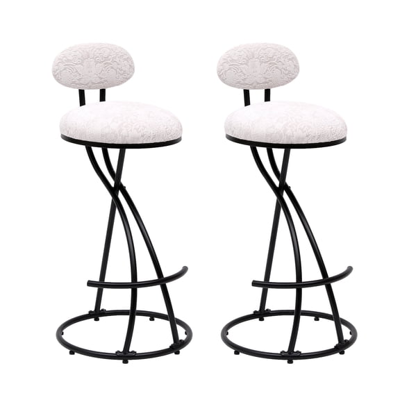Modern Bar Stools Set of 2, Upholstered Counter Height Chairs with S-Shaped Curved Design, Armless Dining Barstools for Kitchen Island & Home Bar