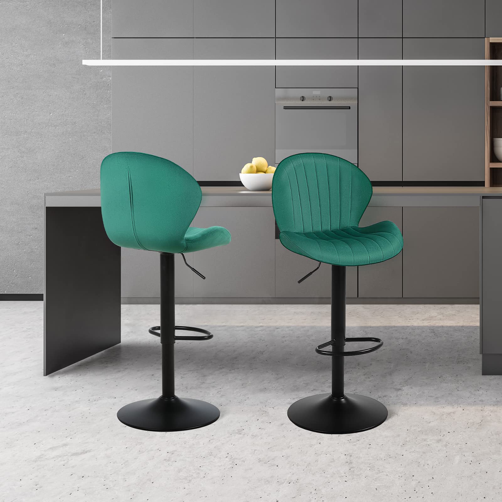 LUXMOD Bar Stools Modern Adjustable BarStools in Velvet Fabric Counter