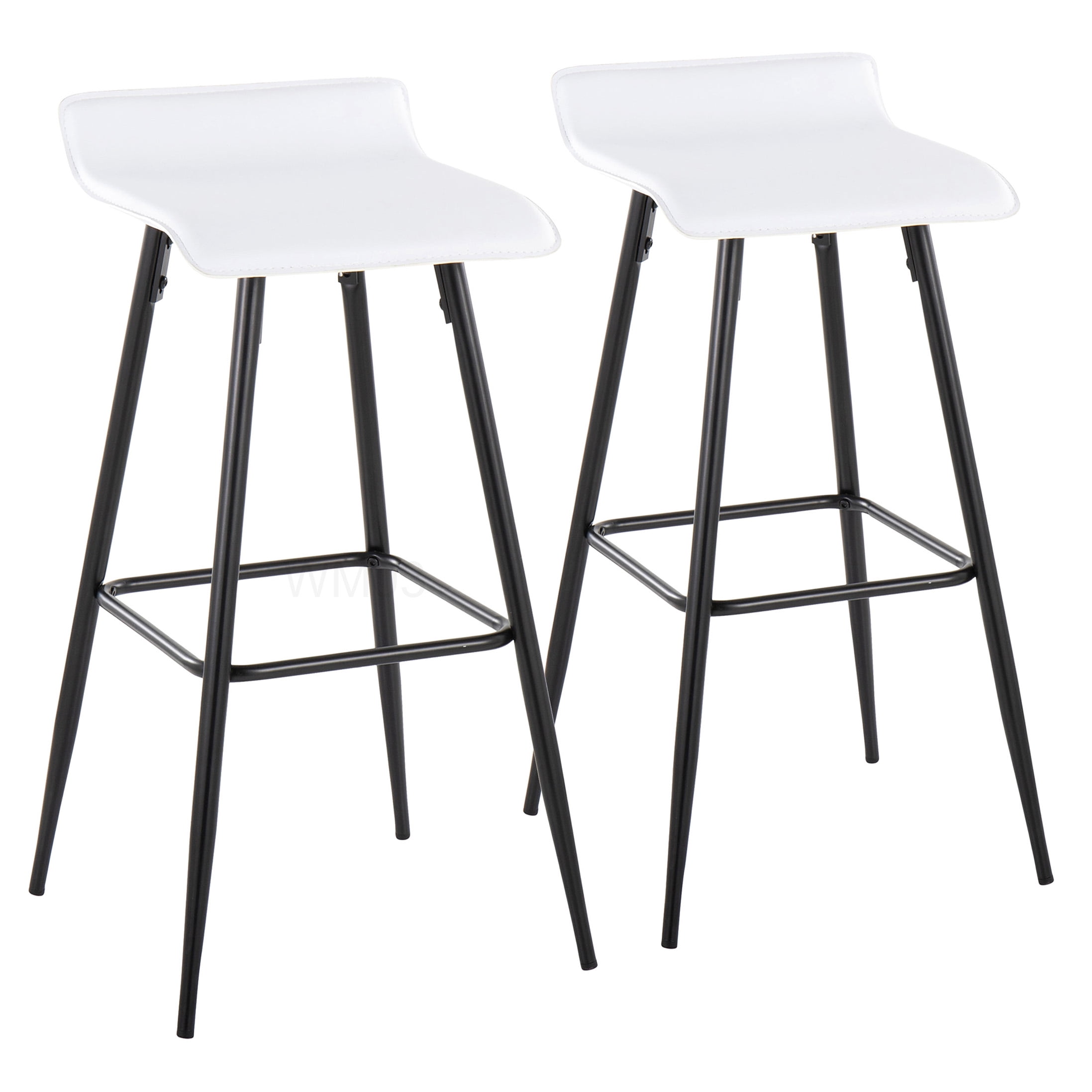 Modern Bar Stools Set of 2 with Upholstered Seat and Metal Legs - Counter Height